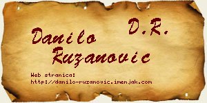 Danilo Ružanović vizit kartica